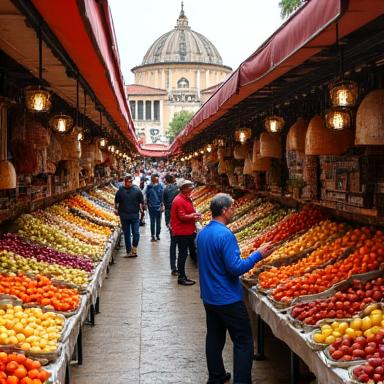 Mercado tradicional con productos locales